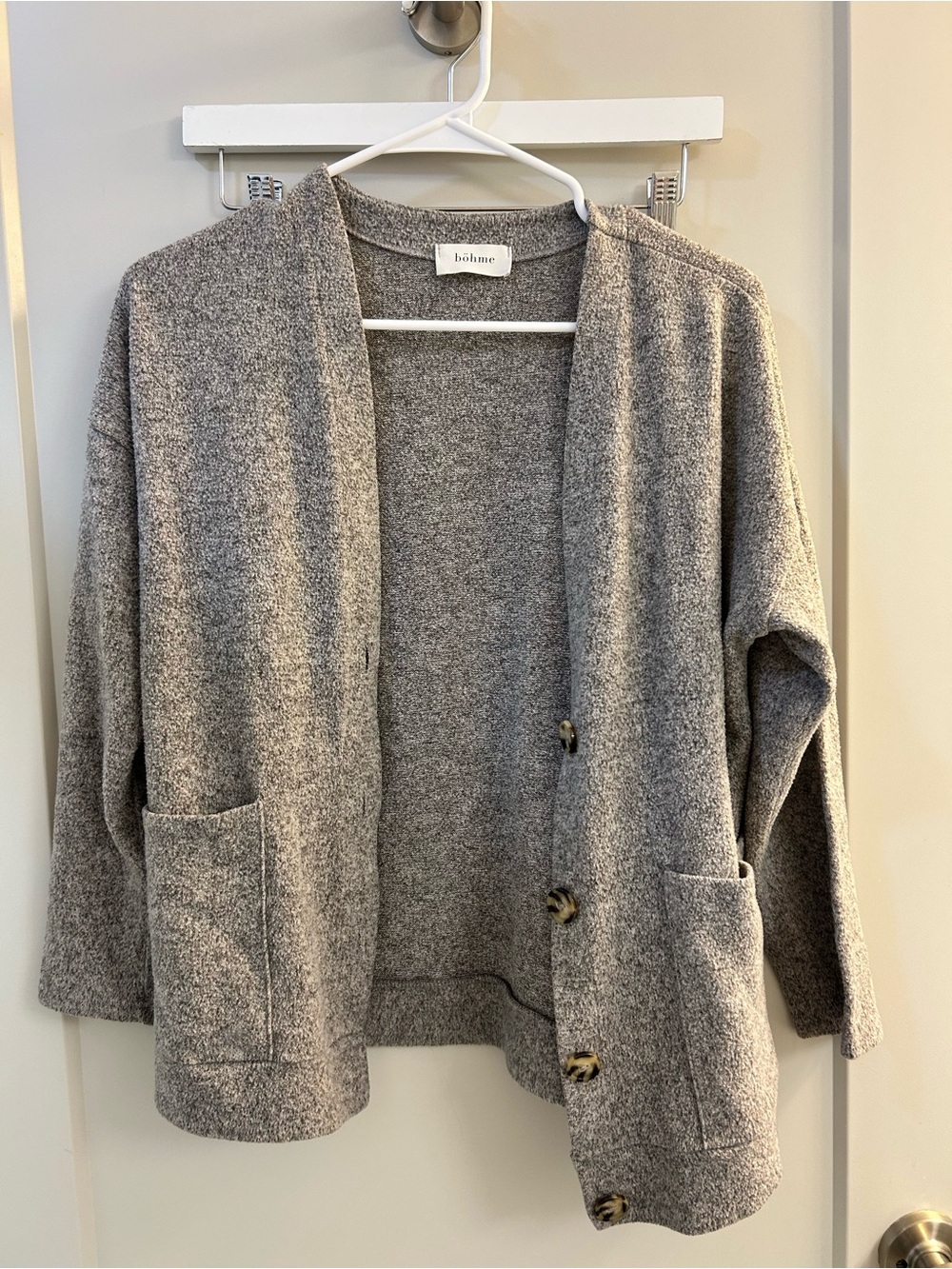 bohme Heather Gray Button-Front Open Cardigan